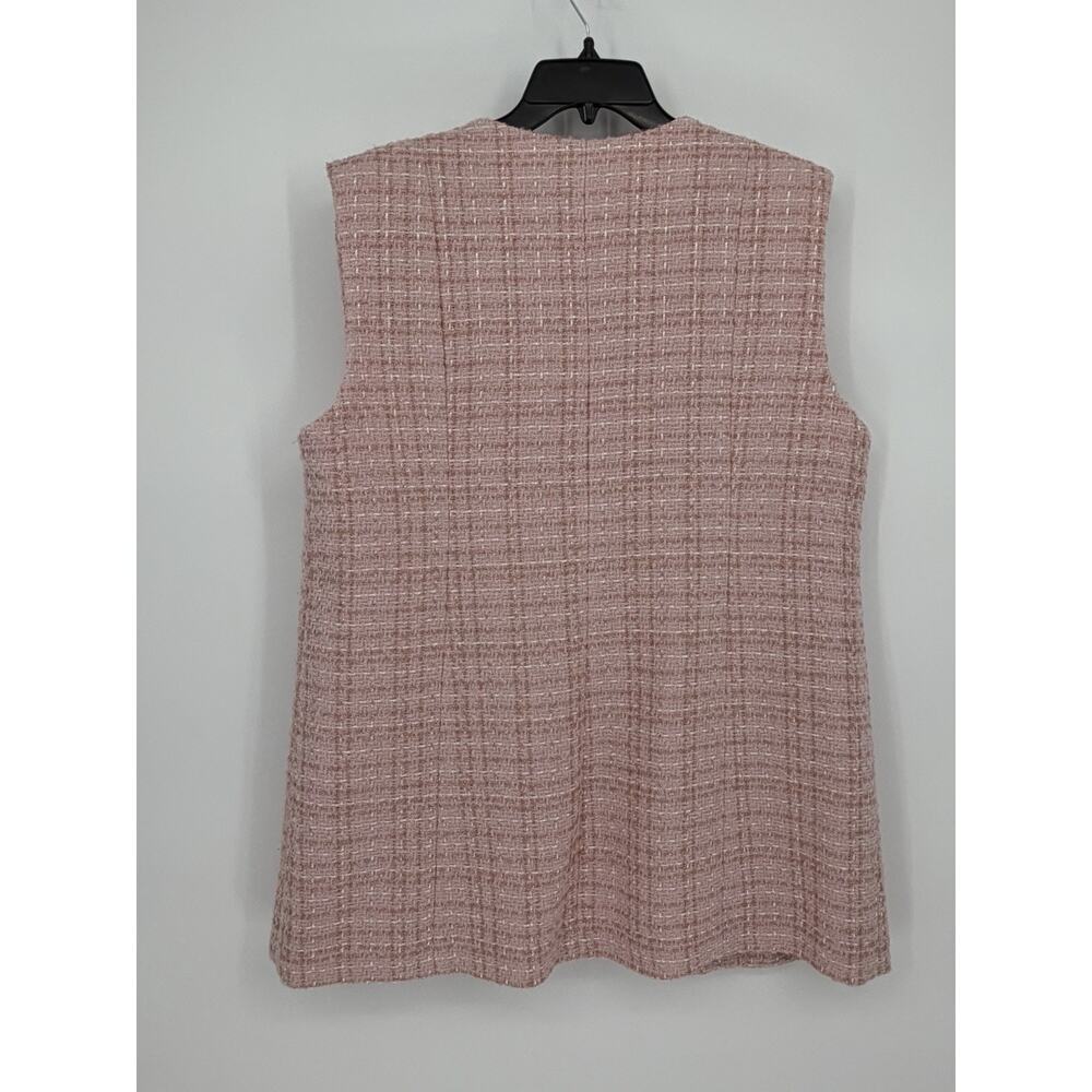NWT Rachel Zoe XL Pink Tweed Vest Gold Button Sleeveless Blazer Jacket - Picture 8 of 9